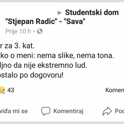 Najsmješnije objave "tražim cimera" sa domskih grupa
