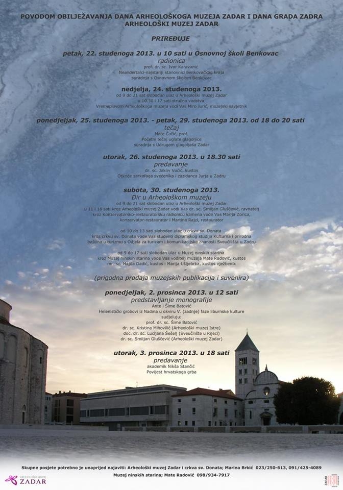 program Arheološkog muzeja Zadar program Arheološkog muzeja Zadar povodom dana grada Zadra i muzeja