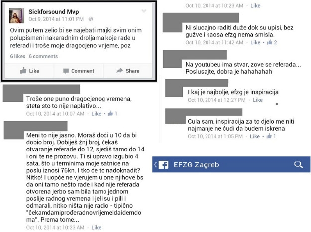 Komentari na facebooku Screen grab komentara