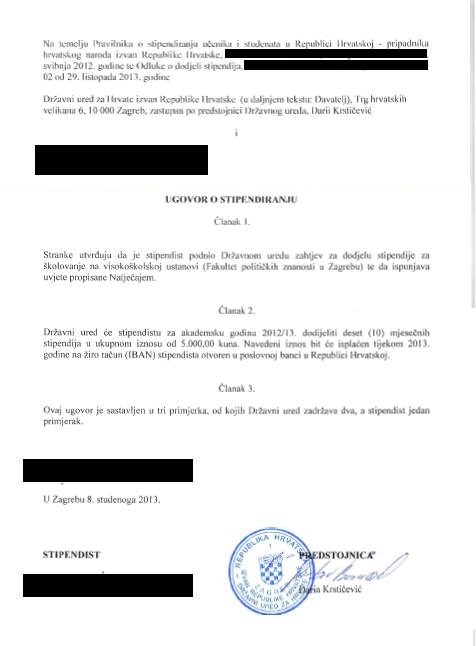 Ugovor stipendije Ugovor stipendije