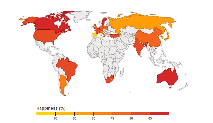 The global happiness map Ipsos Mori’s Global Trends 2014