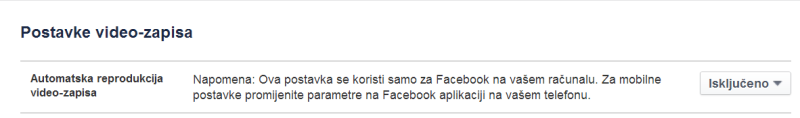 Postavke video zapisa Postavke video zapisa
